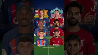 BARCELONA TRIO VS LIVERPOOL TRIO🤩🔥(LEWANDOWSKI, NUNEZ, DEMBELE, SALAH, PEDRI, DIAZ)#shorts #fyp