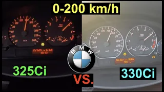 Acceleration Battle - 200 km/h | BMW 325Ci vs 330Ci | (Legendary E46)