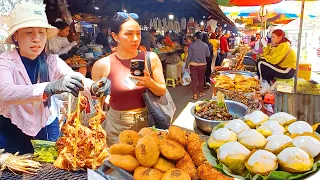 Most Popular! Cambodia Street Food at Oudong - Cake, Dessert, Chicken, Frog, Bee, Shrimp, & More