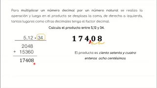 Multiplicación de números decimales 6° Básico