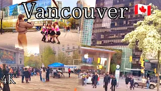 4K 🇨🇦 Vancouver Downtown Walk, BC Canada. April 2024