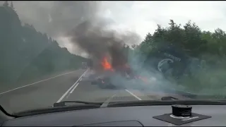 Горящие шпалы перекрыли трассу "Южно-Сахалинск — Оха"