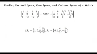 Finding the Null Space, Row Space, and Column Space of a Matrix