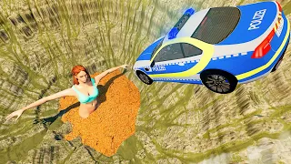 Car Jumps & Falls into Quicksand - BeamNG.drive