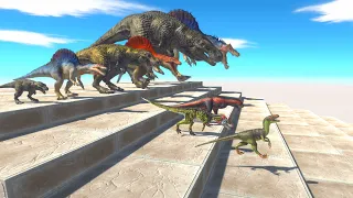 Different Size Carnivorous Dinosaurs Stair Race -Animal Revolt Battle Simulator
