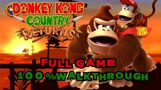 DK Country Returns - Full Game - 100% All Kong Letters & Puzzle Pieces 60fps