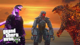 Nuclear Godzilla vs Mechagodzilla and Shin Godzilla - GTA V Mods Gameplay