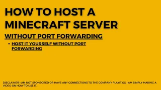 how to host a Minecraft server without port forwarding