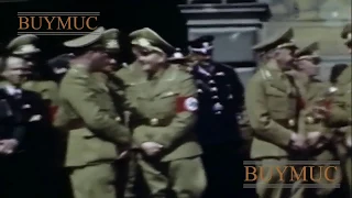 Farbfilm Soldaten, Hitlerjugend und Offiziere in Mies, Böhmen, Sudetenland 1940 // BUYMUC