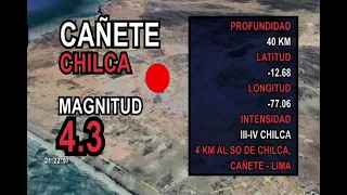 Fuerte sismo de magnitud 4.3 remeció Chilca hace instantes