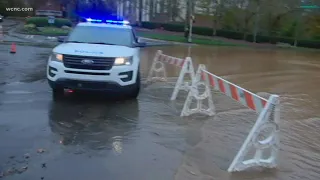 Arrowood Road flooded in Charlotte