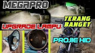 REVIEW MEGAPRO (bukan herex) PAKAI LAMPU HID PROJIE