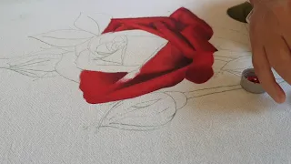 Como pintar  rosa vermelha em tecido Parte 2