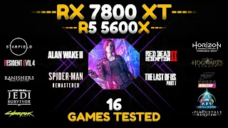 RX 7800 XT + Ryzen 5 5600x | Test in 16 Games (1440P - FSR - RT On/Off)