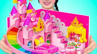 Dollhouse Idea ❤️ Build Cutest Pink Bedroom with Rainbow Slide, Mini Pool and Claw Machine from Clay