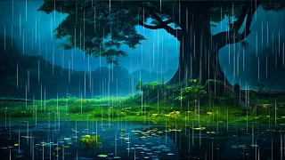 Relaxing Nature Sounds for Stress Relief, Deep Sleep with Gentle Rain, Frog Chorus, Insect Serenade