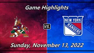 NHL Highlights | Arizona Coyotes vs New York Rangers | 11-13-22