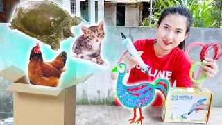 Changcady và chiếc bút vẽ 3D, vẽ các con vật : con mèo, con gà, con rùa - Part 450