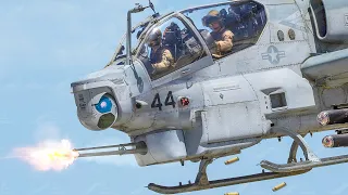 Monstrously Powerful US AH-1Z Cannon Rains Bullets From Sky During Insane Firing Run