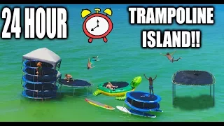 24 HOUR TRAMPOLINE FORT IN THE OCEAN!! Round 2! (COPS CALLED 5 TIMES) | JOOGSQUAD PPJT