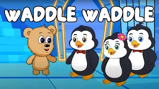 WADDLE WADDLE WADDLE 🐧 | Fun Penguin Song for Kids | Animated Cartoon Video | JBBearz