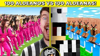 100 Aldeanos vs 100 aldeanas en San Valentín | Inspirado en mrBEAST