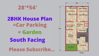 Project=6 House Plan 28'*54' Sketchup Tutorial 2BHK House Plan