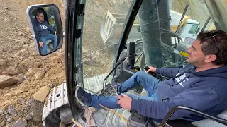 Caterpillar 390D Excavator Loading Trucks - Operator View