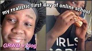 my *Realistic* FIRST DAY OF ONLINE SCHOOL  GRWM + vlog!