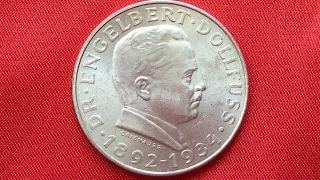 AUSTRIA SILVER 2 SCHILLING 1934 (UNC) Death of Dr. Engelbert Dollfuss, Chancellor