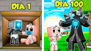 ¡SOBREVIVÍ 100 DÍAS con TITAN CAMERAMAN! 😱🔊 BEBÉ NOOB pero JUEGA MINECRAFT 100 dias