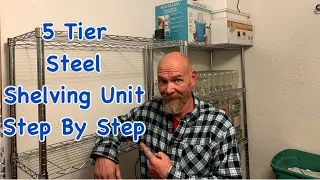 5-tier steel shelving unit step by step assembly