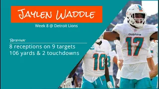 Jaylen Waddle WR Miami Dolphins | Every target and catch | 2022 | Week 8 @ Detroit Lions