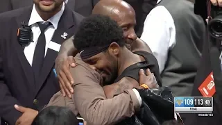 Kyrie Irving gives father jersey after win vs. Knicks