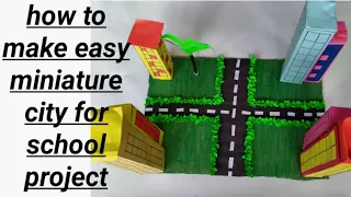 How to make paper building for school project//how to make miniature city for school project