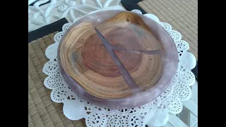 Wood Turning  E48, A teak and Resin Dish