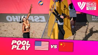 Hughes/Cheng vs. Xue/X. Y. Xia - Pool Play Highlights | Espinho 2024 #BeachProTour