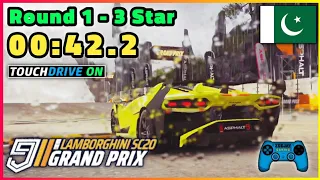 Asphalt 9 Lamborghini SC20 Grand Prix Round 1 | 3 Star 00:42.2 Touchdrive