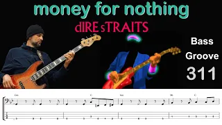 MONEY FOR NOTHING (Dire Straits) How to Play Bass Groove Cover with Score & Tab Lesson