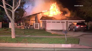 Fire Destroys Large Home, Leaves Family Dogs Missing | Tustin, CA