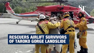 Rescuers airlift survivors of Taroko Gorge landslide in Taiwan