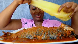 Asmr mukbang hot fish pepper soup with starch fufu