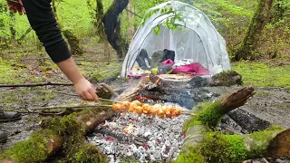 1 Day In The Forest Camp And Cooking On The Fire By The River