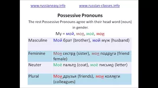 Russian Grammar: Possessive Pronouns