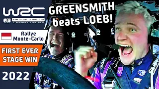 Gus Greensmith beats Loeb to Win his First Ever WRC Rally Stage : WRC Rallye Monte-Carlo 2022