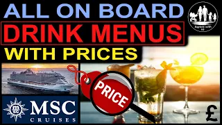 MSC Virtuosa DRINK MENUS Prices and Packages - 2022 # [Prices in £ pounds] # All 7 on board menus