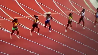 The Women’s 100 meter race at the 2021 Prefontaine Classic