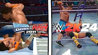 WWE SVR 2011 vs. WWE 2K24 Comparison!!!! ( John Cena vs. Cm Punk TLC) Which is better?! #PS2 #PS5