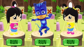 Tag with Ryan's Twin Sisters - Emma and Kate  vs PJ Mask Catboy Run Gameplay