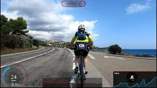 45 minute uncut Indoor Cycling Workout Spain Coast Road to France Garmin Ultra HD